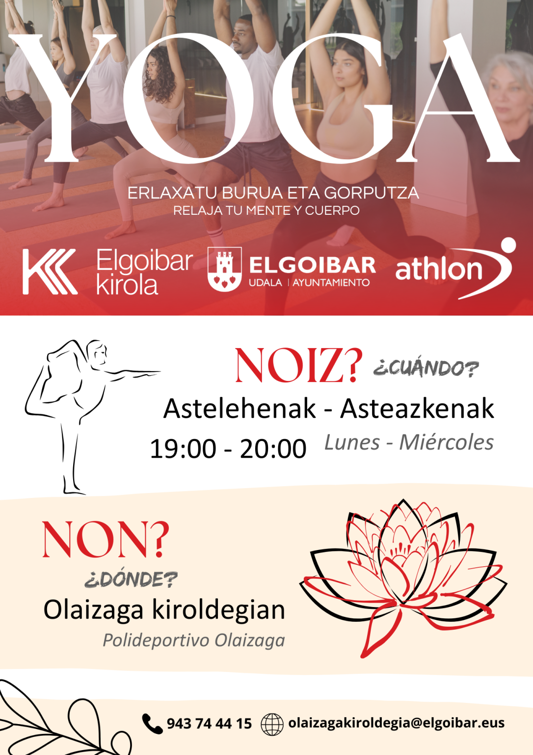 yoga saioak iragartzeko kartela